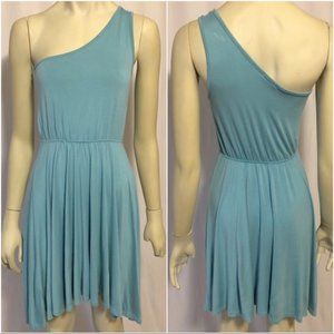Everly Small Blue One Shoulder Knit Mini Dress